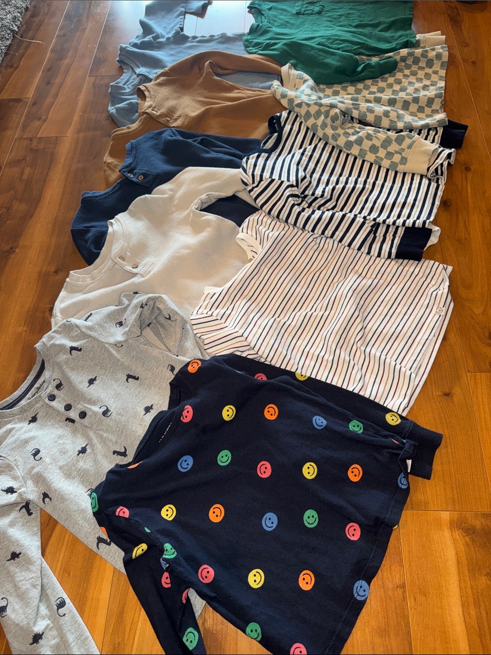 Mixed Kids Long-Sleeve Tops - Multicolor Smiley & Stripes